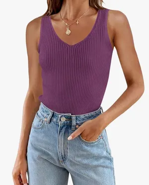 Knit Tank Top Purple Size L thumbnail 1