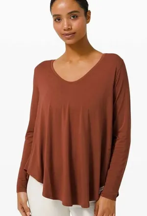 NWT Lululemon Up For Down Time Top Terracotta 6 thumbnail 1