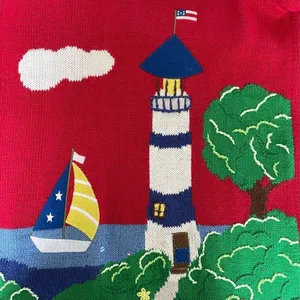 Vintage 90s Quacker Factory Summer Lighthouse Duck Short Sleeve Tunic Sweater XS thumbnail 10