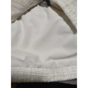 Line & Dot Kinzie Top, ivory cropped tweed jacket. Bow Detail Cropped Wool Poly thumbnail 13