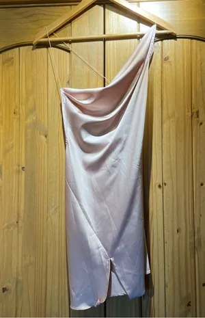 Nudie Patootie Blush Pink Satin Open Back Ruched Mini Slip Dress thumbnail 1