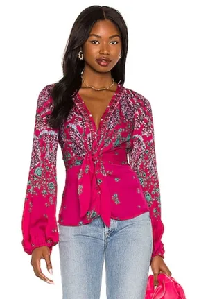 Free People Run Free‎ Blouse in Pink Combo Size XS thumbnail 1
