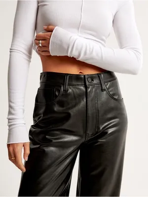Abercrombie & Fitch Vegan Leather High Rise Loose Pant in Black Size 28 / 6 NWT thumbnail 6