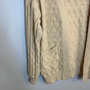 Women’s Khaki Chunky Knit Cardigan Sweater Size Medium thumbnail 3