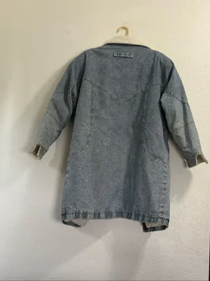 Vintage Andy Johns Blue Acid Wash Denim Fleece Lined Coat Jacket 80s 90s Size L thumbnail 3