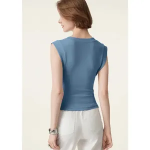 OGL Women XS White Modal Stretch V-Neck Cowl Back Sleeveless Top Blouse New thumbnail 5