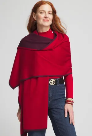 NEW NWT Chicos Red Allure Travel Wrap Scarf thumbnail 1