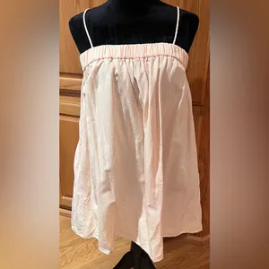 ZARA Linen Blend Babydoll Mini Dress with Pockets in Peach Tangerine Size‎ Small thumbnail 9