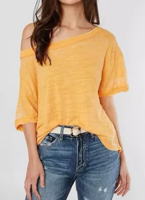 NWOT Free People Viola Oversized Slub Knit Cut Out Back T-Shirt we the free thumbnail 1