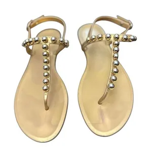 Stuart Weitzman Sandals Womens Pearl Jelly Thong Flats Size 7 thumbnail 1
