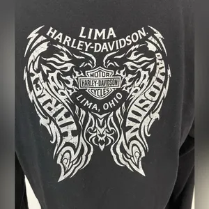 ❄️Harley Davidson Rhinestone Embellished‎ Long Sleeve Tee thumbnail 5