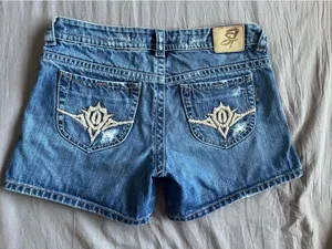 Seven7 Vintage Distressed Mid-Rise Denim Shorts thumbnail 3