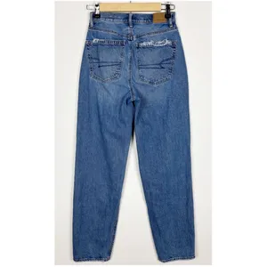 American Eagle Baggy Denim Jeans Size 2 High Rise Distressed Medium Wash thumbnail 2