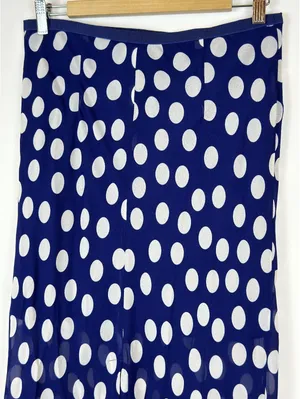 J.Crew New Gwyneth Midi Slip Skirt S Navy White Polka Dot Viscose Chiffon CI644 thumbnail 10