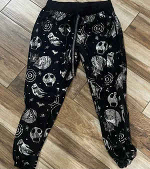 Disney Tim Burton nightmare before Christmas black and silver sweatpants thumbnail 1
