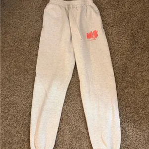 White Fox Boutique Light Gray Joggers with Red Logo thumbnail 2
