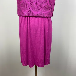 Nightcap Mini Dress Large Pink‎ Lace Open Back Bell Sleeve Boho Boatneck New NWT thumbnail 9
