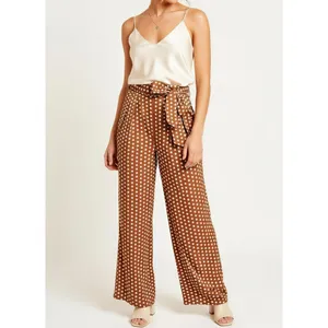 ELLIATT Bronte Polka Dot Wide Leg Pants, Caramel, XS thumbnail 3
