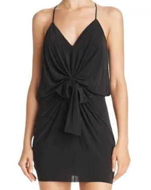 NEW MISA Los Angeles Domino Draped Mini Dress in Black XS thumbnail 1