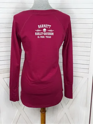 Harley Davidson‎ Barnett El Paso Tx French Terry Tee Shirt Long Sleeve Red Small thumbnail 4