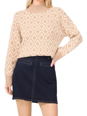 Vince Camuto Oxford Tan Diamond Turtleneck Sweater thumbnail 2