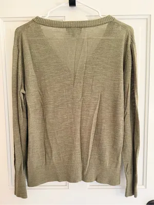 Premise Linen Rayon Olive Green Button Front Cardigan‎ Sweater L thumbnail 9