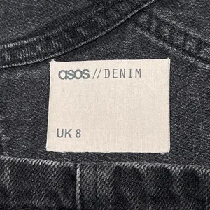 ASOS Black Denim Overall Dress Mini Skirt Size 4 Adj. Straps Boho Y2K EUC thumbnail 5