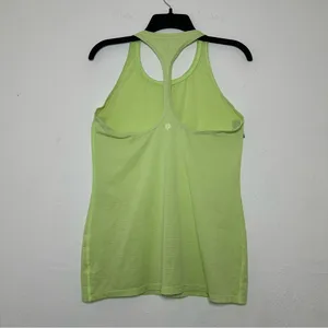 Athleta High Neck Shadow Stripe Chi Tank Neon Green Racetrack Size Small thumbnail 3