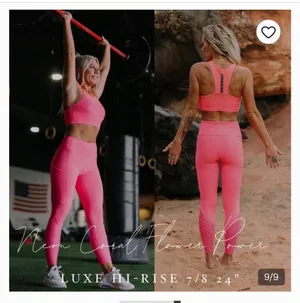 Zyia Active Coral Flower Power Neon Luxe High-Rise 7/8 Leggings thumbnail 2