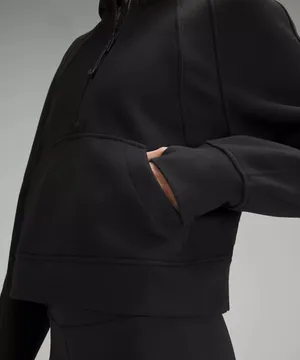 Scuba Oversized 1/2 Zip Hoodie in Black thumbnail 3