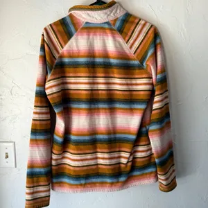 Eddie Bauer Fleece Pullover Striped Quarter Zip Pink Blue Brown Western Aztec‎ thumbnail 8