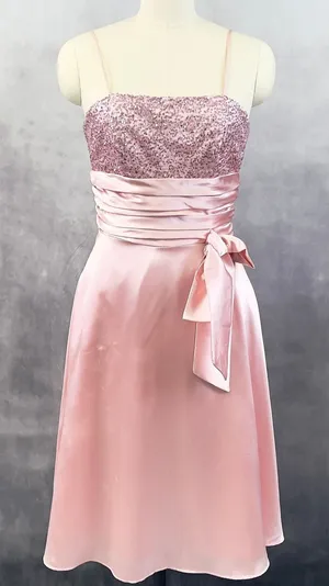 Vtg Lenovia Sequin Satin Dress Medium Prom Formal Y2K Coquette Balletcore Glam‎ thumbnail 1