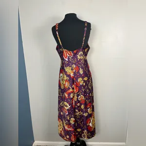 Natori paisley printed purple midi length satin nightgown size large thumbnail 5