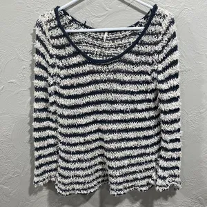 Free People stripe shag sweater size medium thumbnail 1