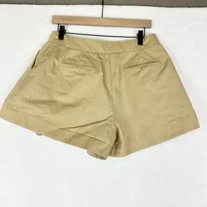 English Factory Tuck Detailed Shorts Size Medium Beige High Waist Pleated thumbnail 5