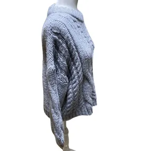 Aerie Snowday Oversized Chunky Cable Knit Sweater Gray Crew Neck NWOT XS thumbnail 5
