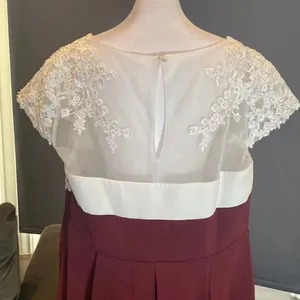 Women’s Ivory Lace Top Chiffon V-Neck with Cap Sleeves Formal Dress Size 18 thumbnail 6