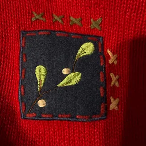Vtg Basic Editions‎ Christmas Sweater Womans 1X Red Holiday Cardinal Patch 90s thumbnail 6