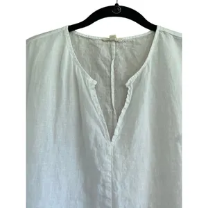 Eileen Fisher White Pull Over Organic Linen Tunic Top Size Medium thumbnail 4