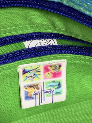 Guy Harvey Dolphin Sequin Tote Bag Blue Green Beach Resort Ocean Coral 14x10 thumbnail 7