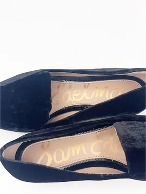 SAM EDELMAN Emelie Black Velour Square Tie Slip On Loafers Size 7M Neutral Boho thumbnail 4