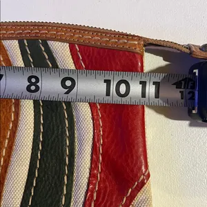 Frye leather and canvas multicolored clutch wristlet thumbnail 13