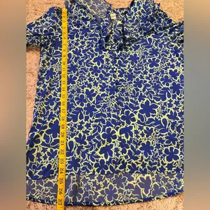 First Love By Lovelyn Floral Ruffle Blouse Green Blue thumbnail 5