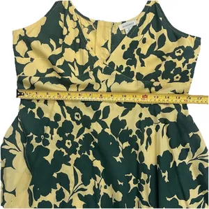 Sundance Soliloquies Dress M Citron Yellow Green Floral Asymmetrical Boho Resort thumbnail 9