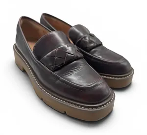 Nordstrom Notorie Burgundy Leather Chunky Platform Loafers Size 8.5 thumbnail 1