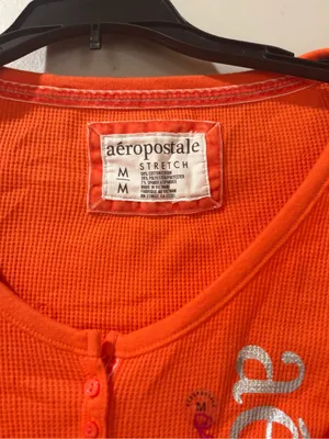 NWT Vintage Y2K Aeropostale Orange Waffle Knit Henley Thermal Top - Size M thumbnail 4