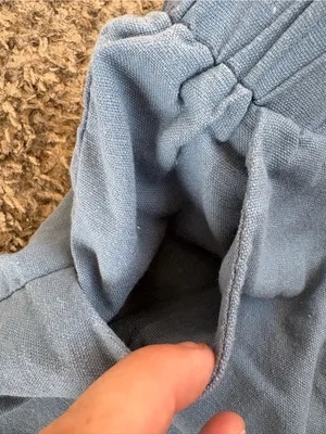 Blue Blush Light Blue Linen Cotton Shorts with Elastic Waist thumbnail 3