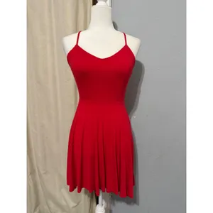 Forever 21 Red Skater Dress Small V-Neck Crisscross Back Mini Small Y2K Romantic thumbnail 9