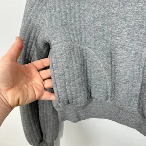 Aerie OFFLINE Quilted Cropped Hoodie Gray‎ Thumbhole Long Sleeve Size Small thumbnail 6