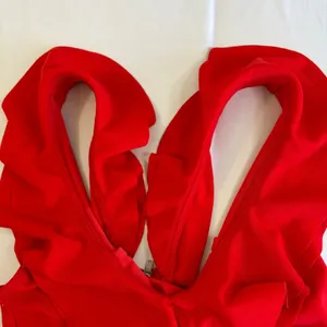 Red Ruffle V Neck Sleeveless Crop Top Back Zip‎ XS Whimsygoth Chic Club Attire thumbnail 4